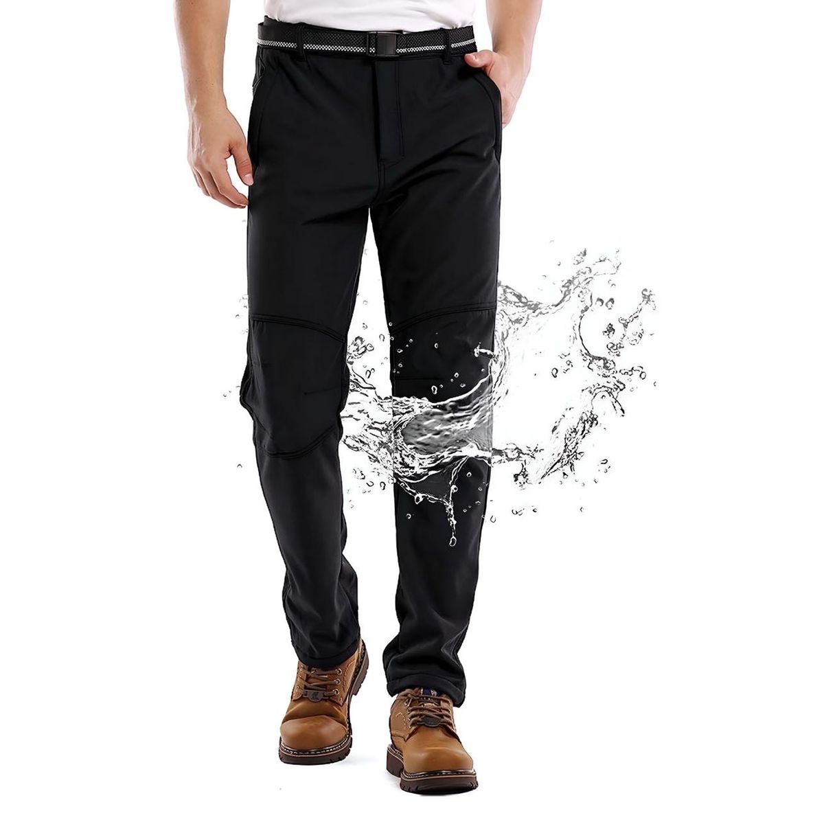 BLUE MOUNTAIN - Pantalón Softshell Hombre Termico Impermeable Con Micropolar