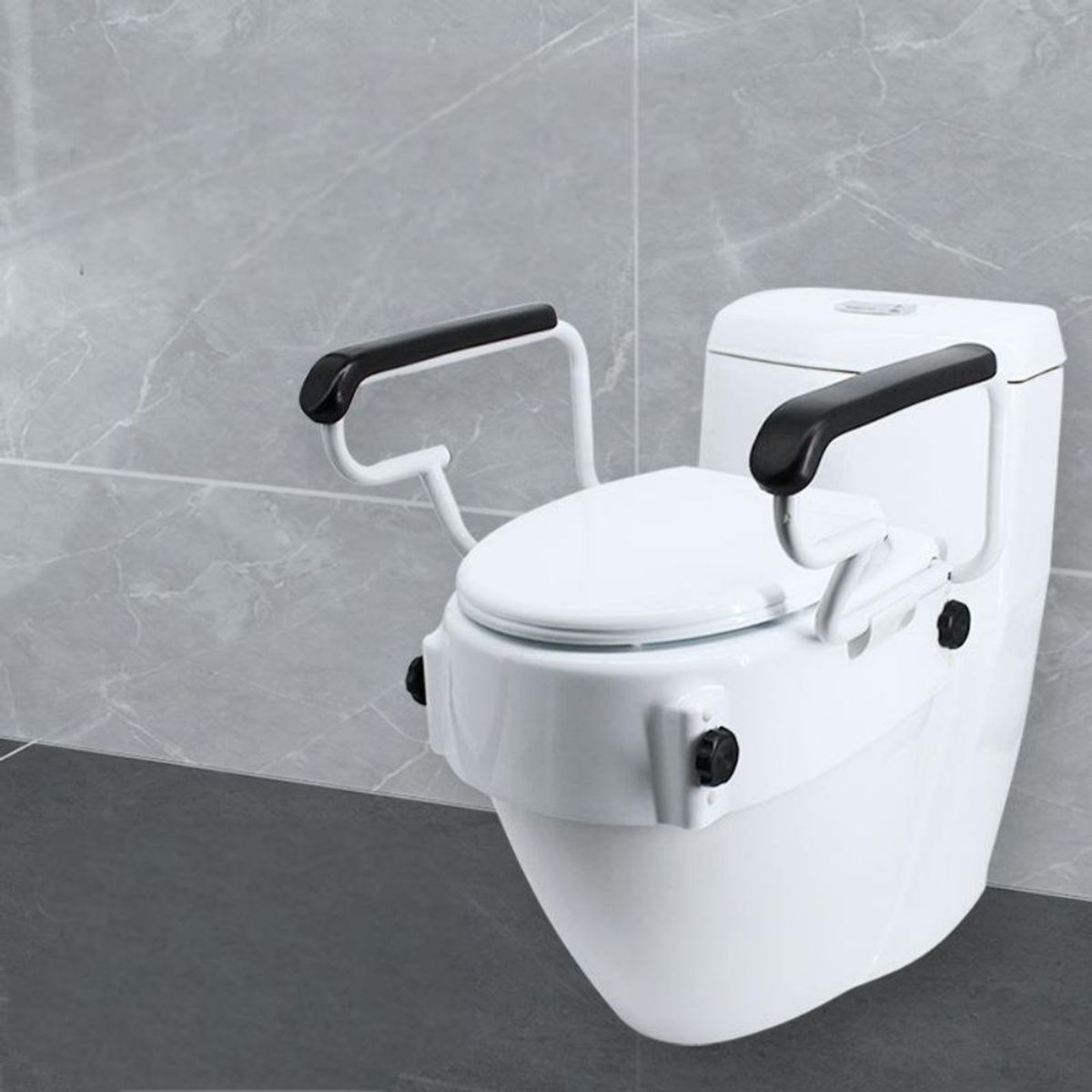 MUNDO MAGIA - Alza Baño Fijacion Externa Apoyabrazos Y Tapa