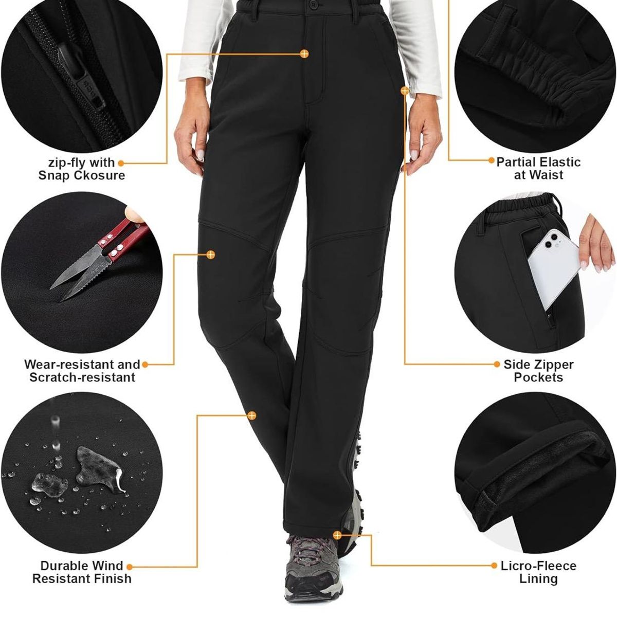 BLUE MOUNTAIN - Pantalón Softshell MujerTermico Impermeable Con Micropolar