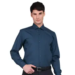 VAN HEUSEN - Camisa Formal Slim Fit Azul Turquesa Oscuro Hombre Sin Bolsillo