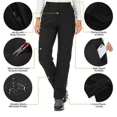 BLUE MOUNTAIN - Pantalón Softshell Mujer Outdoor Termico Impermeable Con Micropolar