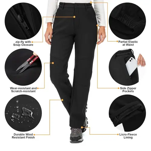 BLUE MOUNTAIN - Pantalón Softshell Mujer Outdoor Termico Impermeable Con Micropolar