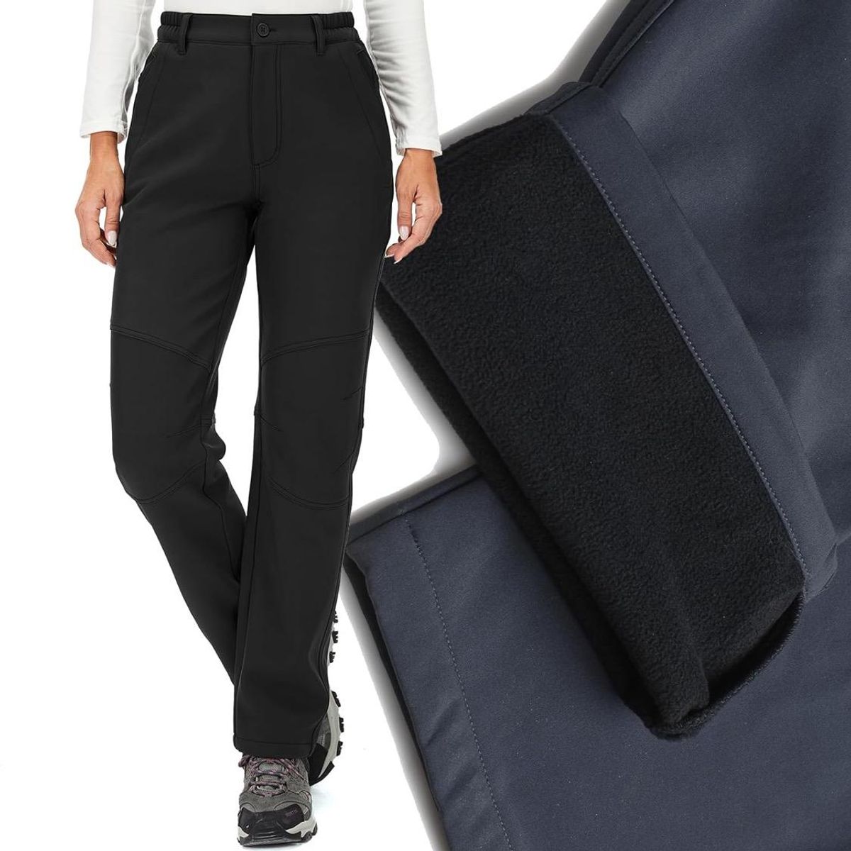 BLUE MOUNTAIN - Pantalón Softshell MujerTermico Impermeable Con Micropolar