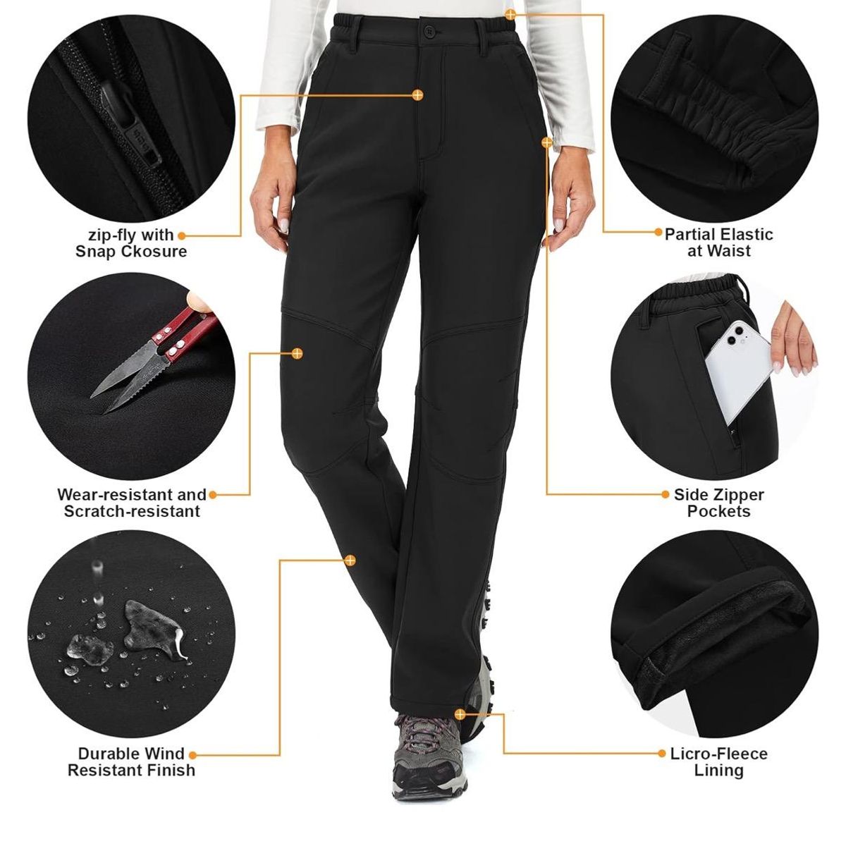 BLUE MOUNTAIN - Pantalón Softshell Mujer Outdoor Termico Impermeable Con Micropolar