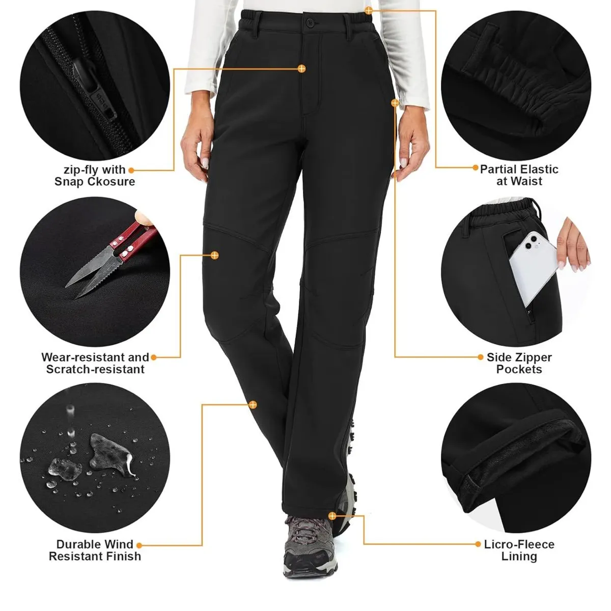 BLUE MOUNTAIN - Pantalón Softshell Mujer Outdoor Termico Impermeable Con Micropolar