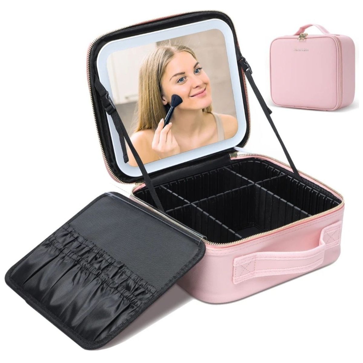 GENERICO - Maleta De Maquillaje Con Espejo Luz Led Organizador Cosmético