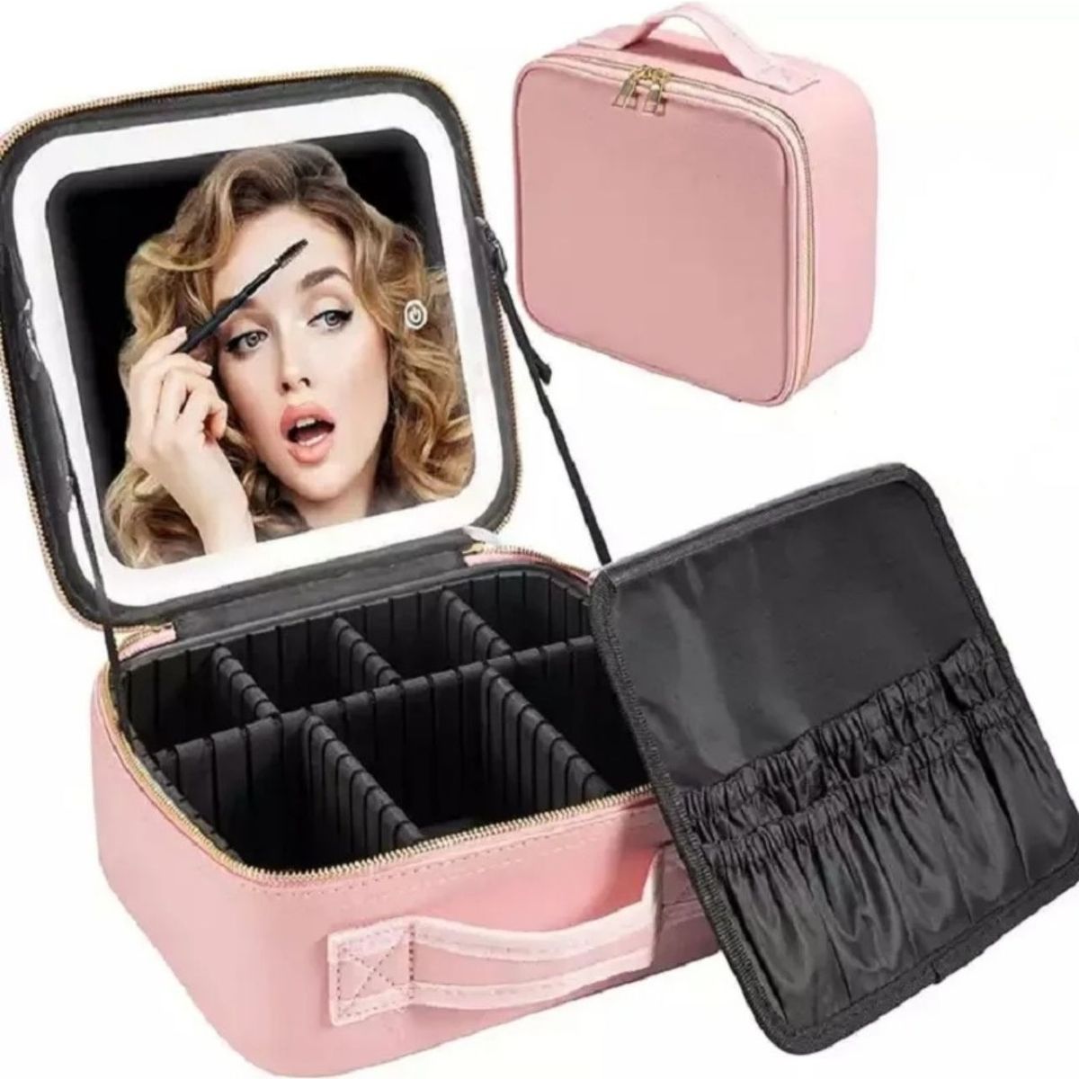 GENERICO - Maleta De Maquillaje Con Espejo Luz Led Organizador Cosmético