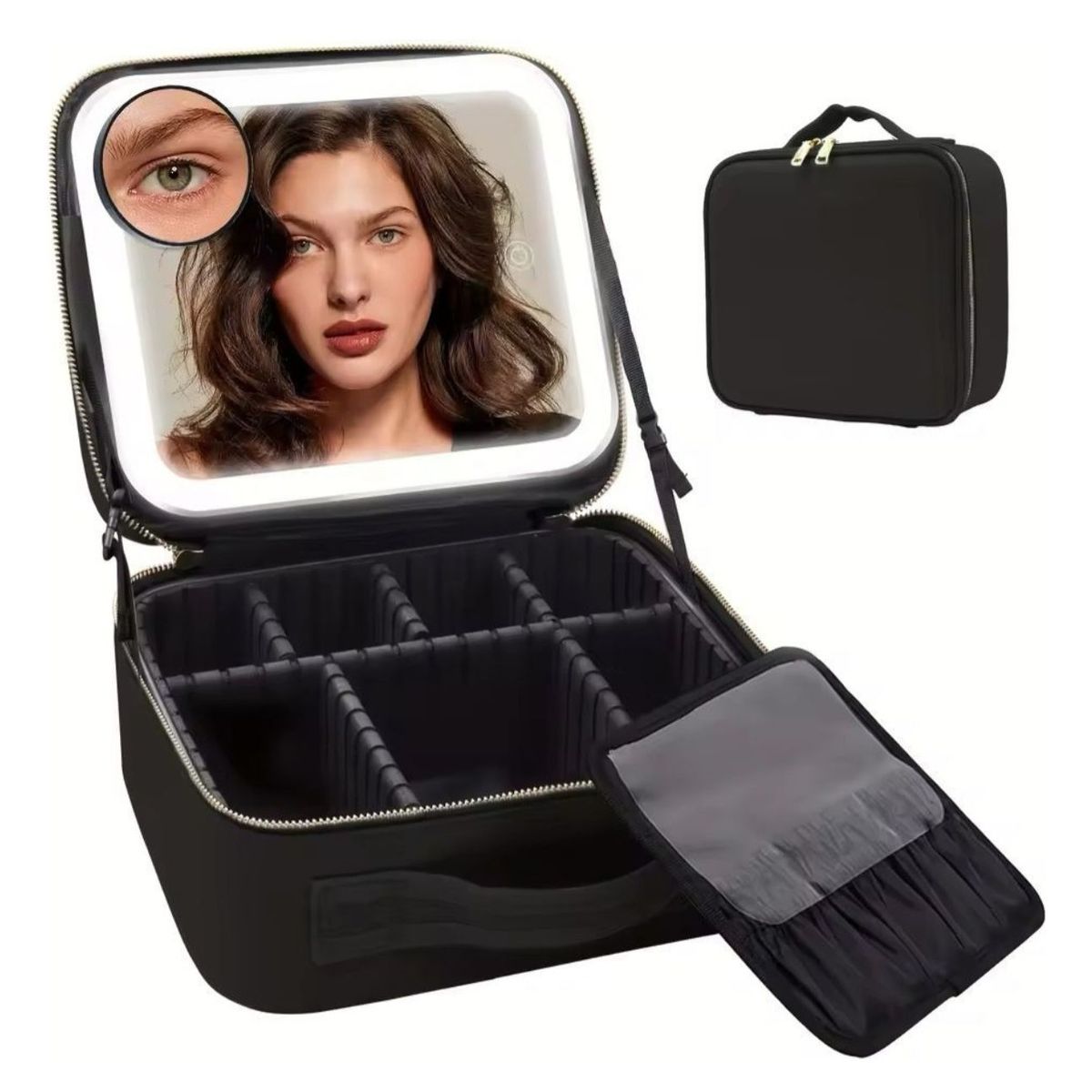 GENERICO - Maleta De Maquillaje Con Espejo Luz Led Organizador Cosmético