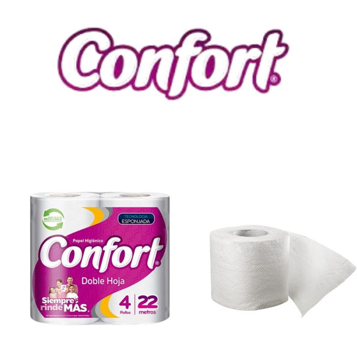 CONFORT - Confort Doble Hoja Manga 12 Packs 22m Papel Higiénico