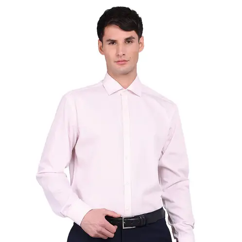 VAN HEUSEN - Camisa Rosada Claro Formal Hombre Sin Bolsillo Cuello Italiano