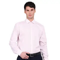 VAN HEUSEN - Camisa Rosada Claro Formal Hombre Sin Bolsillo Cuello Italiano