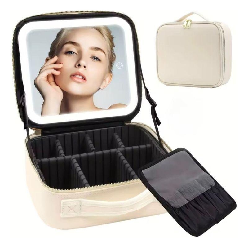 GENERICO - Maleta De Maquillaje Con Espejo Luz Led Organizador Cosmético