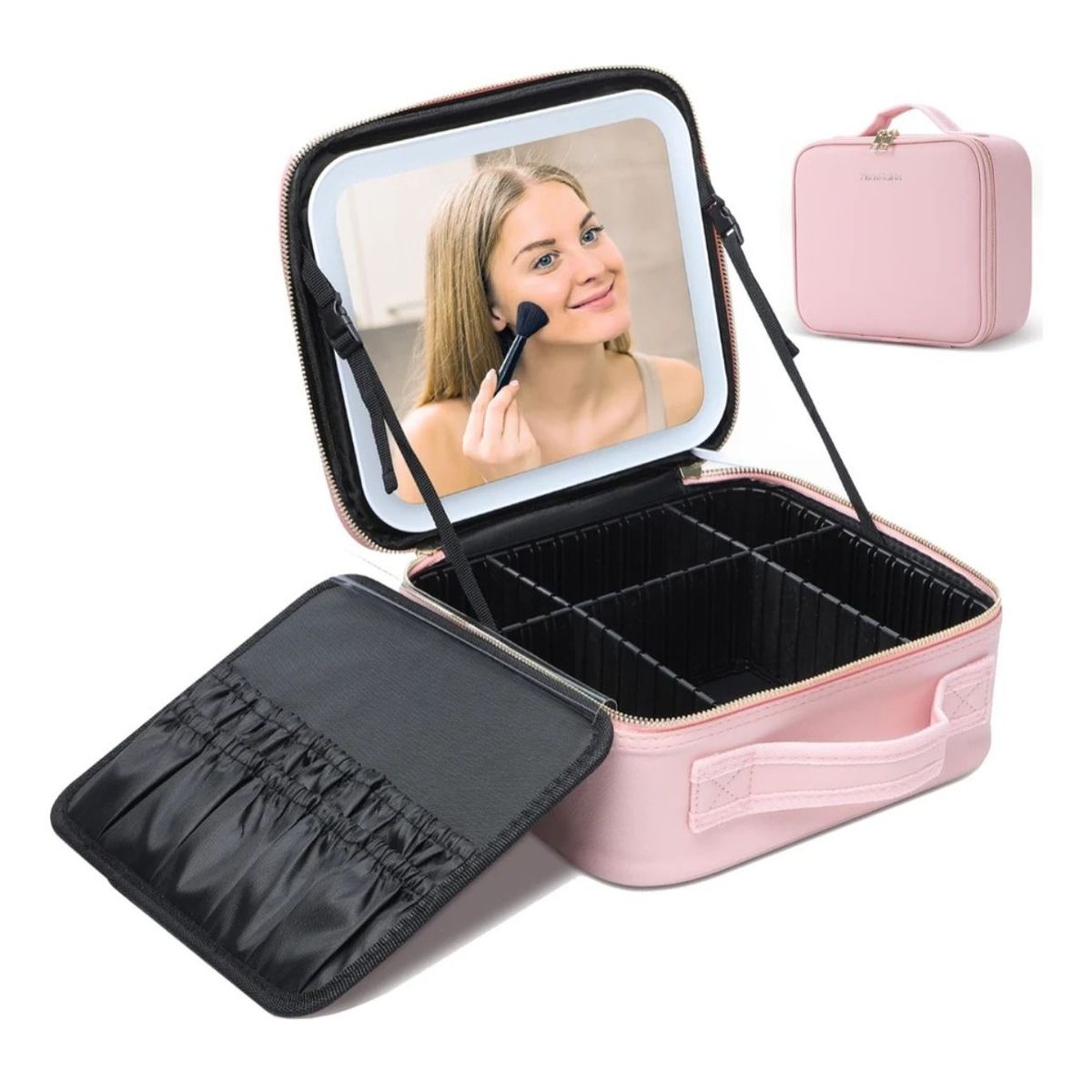 GENERICO - Maleta De Maquillaje Con Espejo Luz Led Organizador Cosmético