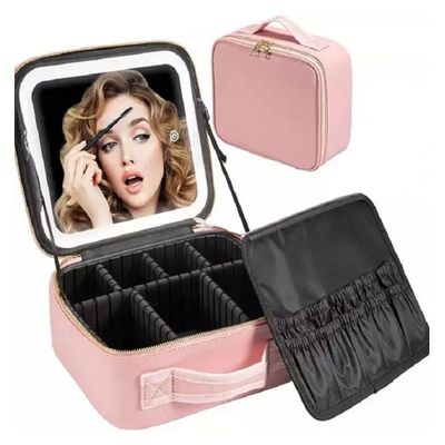 Imagen 2 del producto Maleta De Maquillaje Con Espejo Luz Led Organizador Cosmético