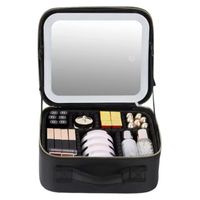 Maleta De Maquillaje Con Espejo Luz Led Organizador Cosmético