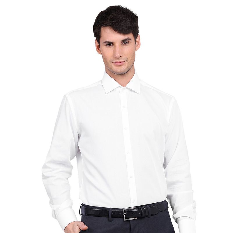 VAN HEUSEN - Camisa Blanca Hombre Formal Tailored Fit Sin Bolsillo Cuello Italiano