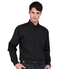 VAN HEUSEN - Camisa Negra Hombre Formal Tailored Fit Sin Bolsillo Cuello Italiano