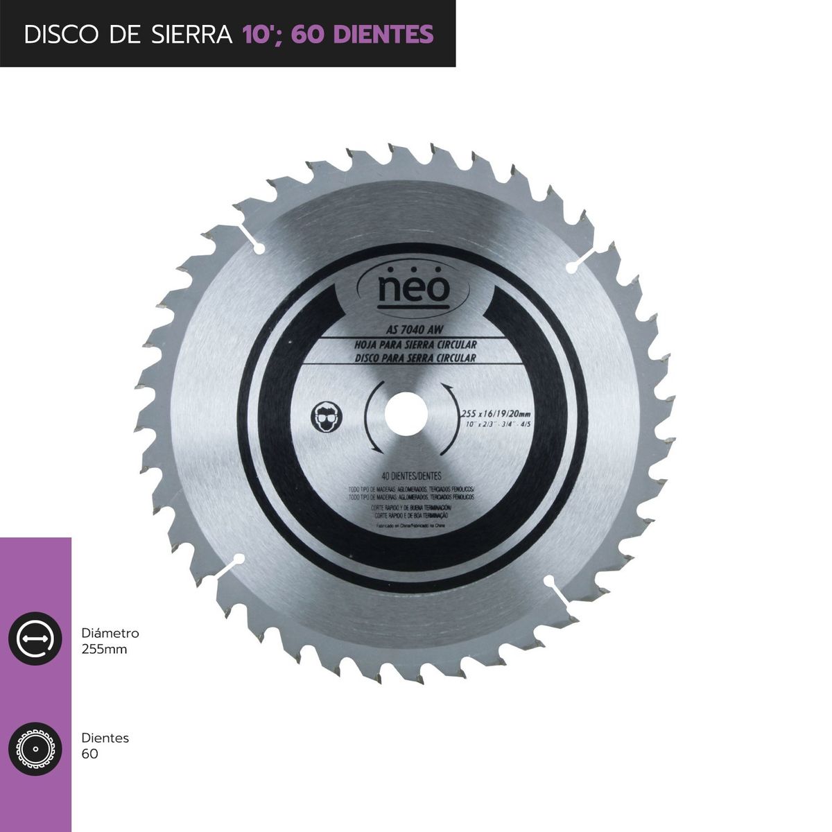 NEO - Disco De Sierra 10 De 60 Dientes  Neo