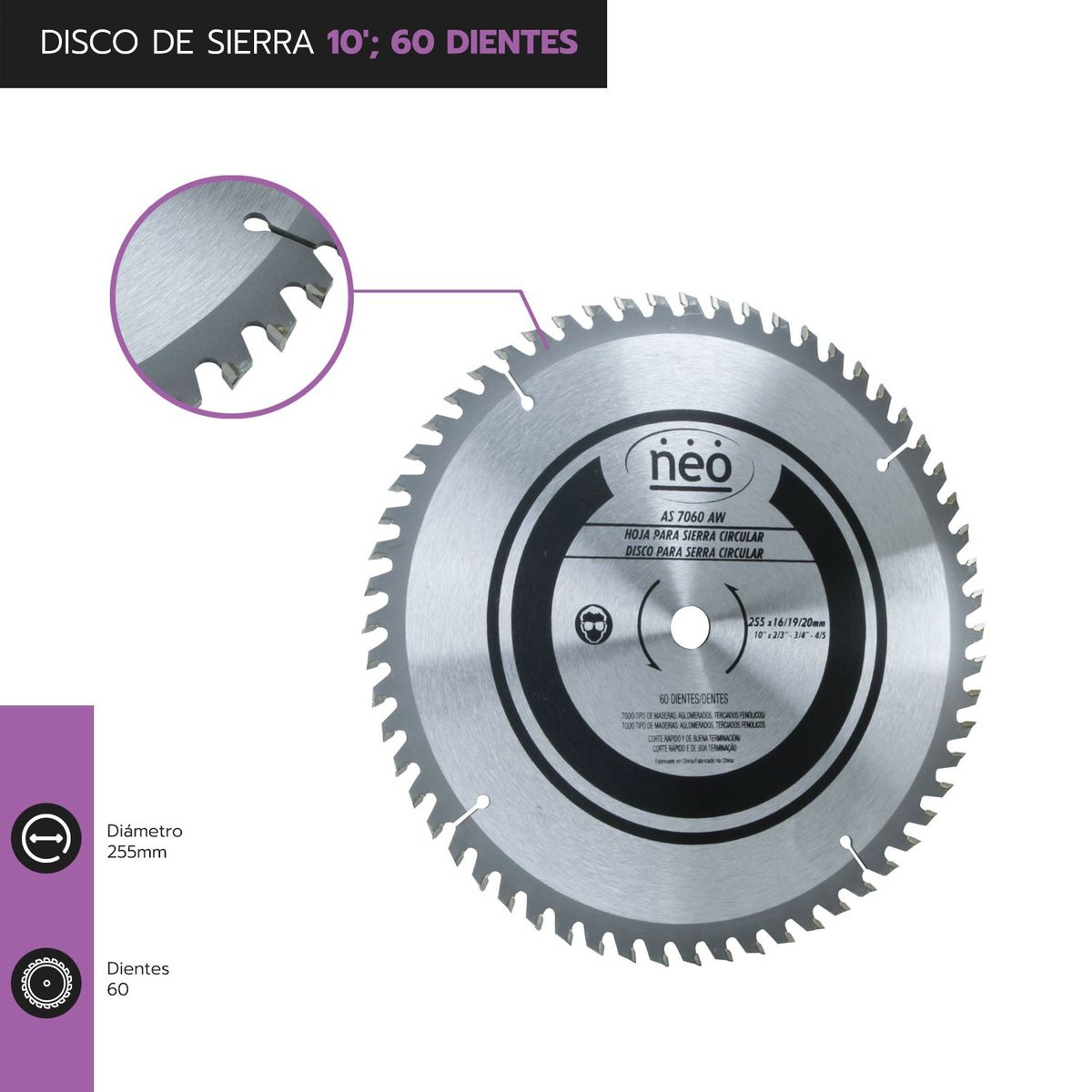 NEO - Disco De Sierra 10 De 60 Dientes  Neo