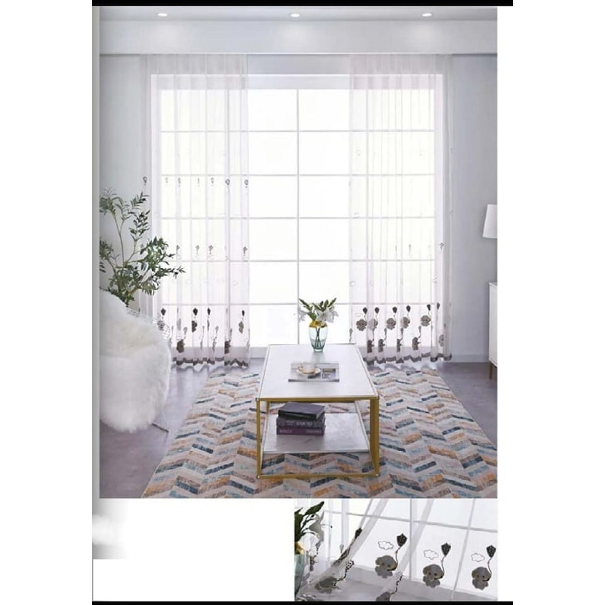 DIANA - visillo translucido bordado elefante decoracion infantil 2 paño TF