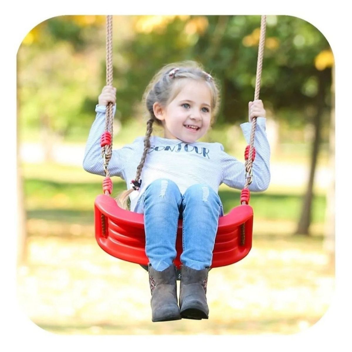 GENERICO - Columpio Rojo  Ajustable Portátil Para Niños Asiento Giratorio