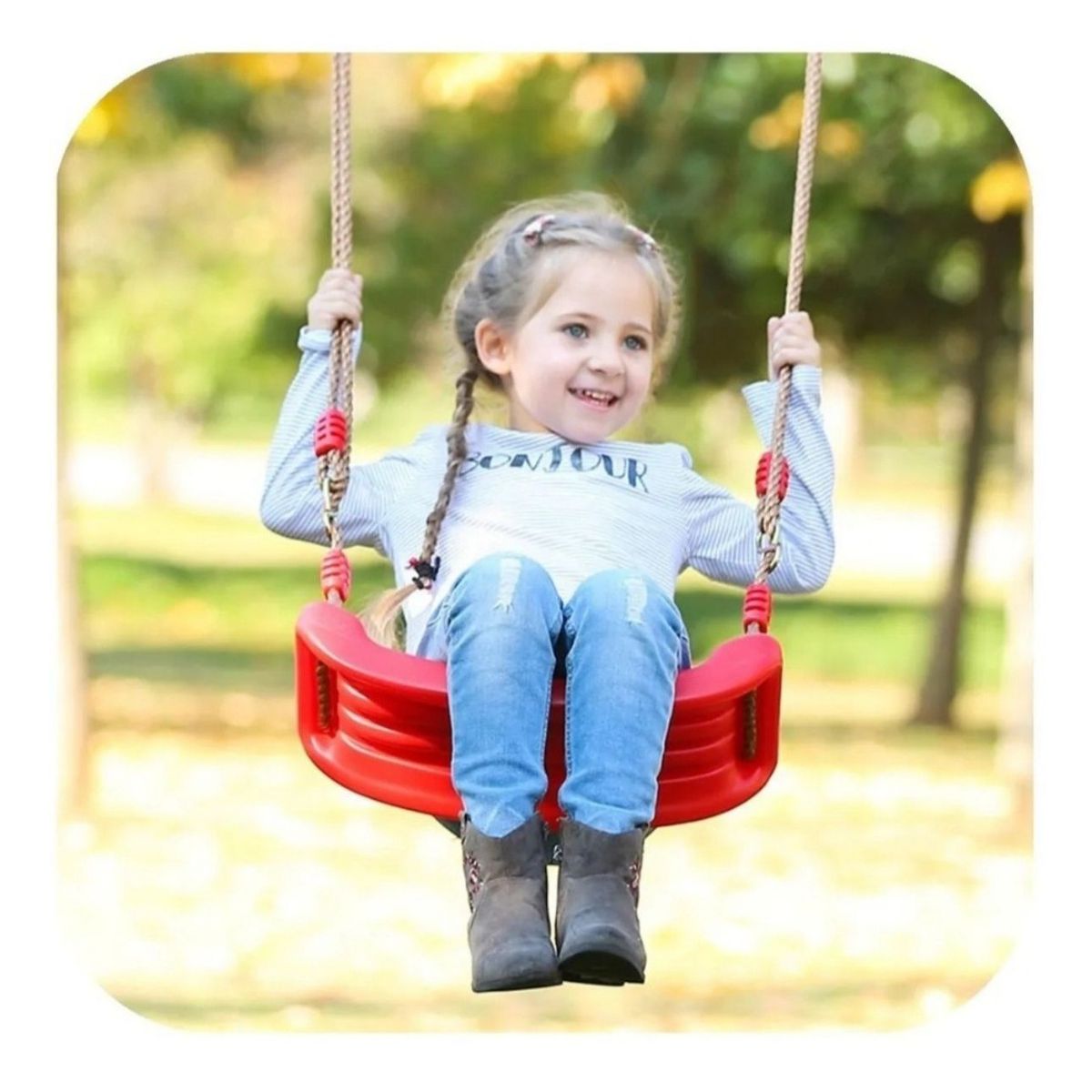 GENERICO - Columpio Rojo  Ajustable Portátil Para Niños Asiento Giratorio