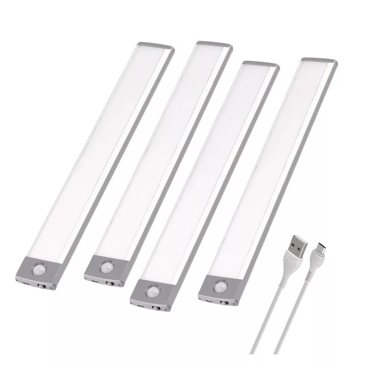 GENERICO - Pack4 Luz Barra Led Con Sensor Movimiento Mueble Baño Cocina