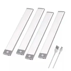 GENERICO - Pack4 Luz Barra Led Con Sensor Movimiento Mueble Baño Cocina