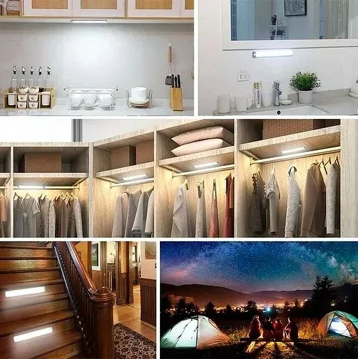 GENERICO - Pack4 Luz Barra Led Con Sensor Movimiento Mueble Baño Cocina