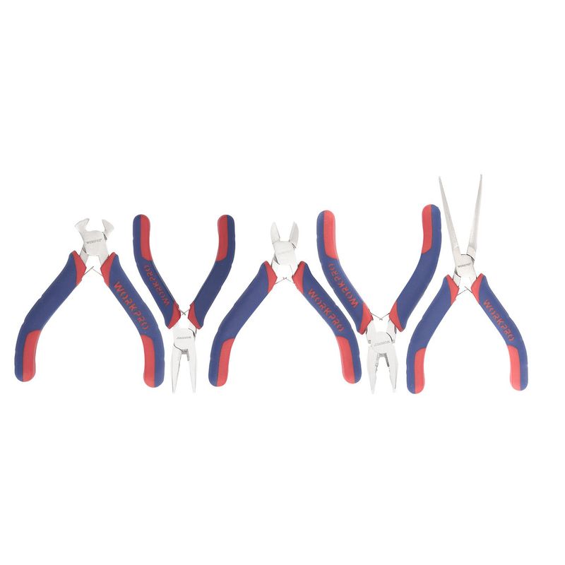 WORKPRO - Juego Alicates Punta Mini 5 Piezas + Estuche Workpro