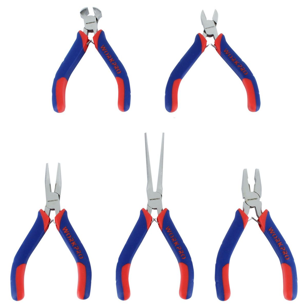 WORKPRO - Juego Alicates Punta Mini 5 Piezas + Estuche Workpro