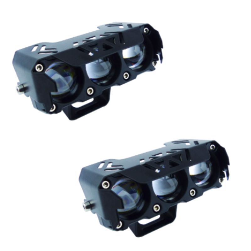 GENERICO - Neblinero Led Moto Mini 3 Led Duo Color A 12 24 Volt X2