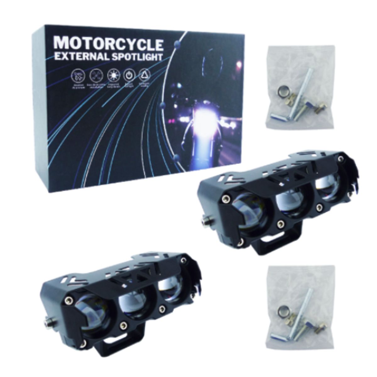 GENERICO - Neblinero Led Moto Mini 3 Led Duo Color A 12 24 Volt X2