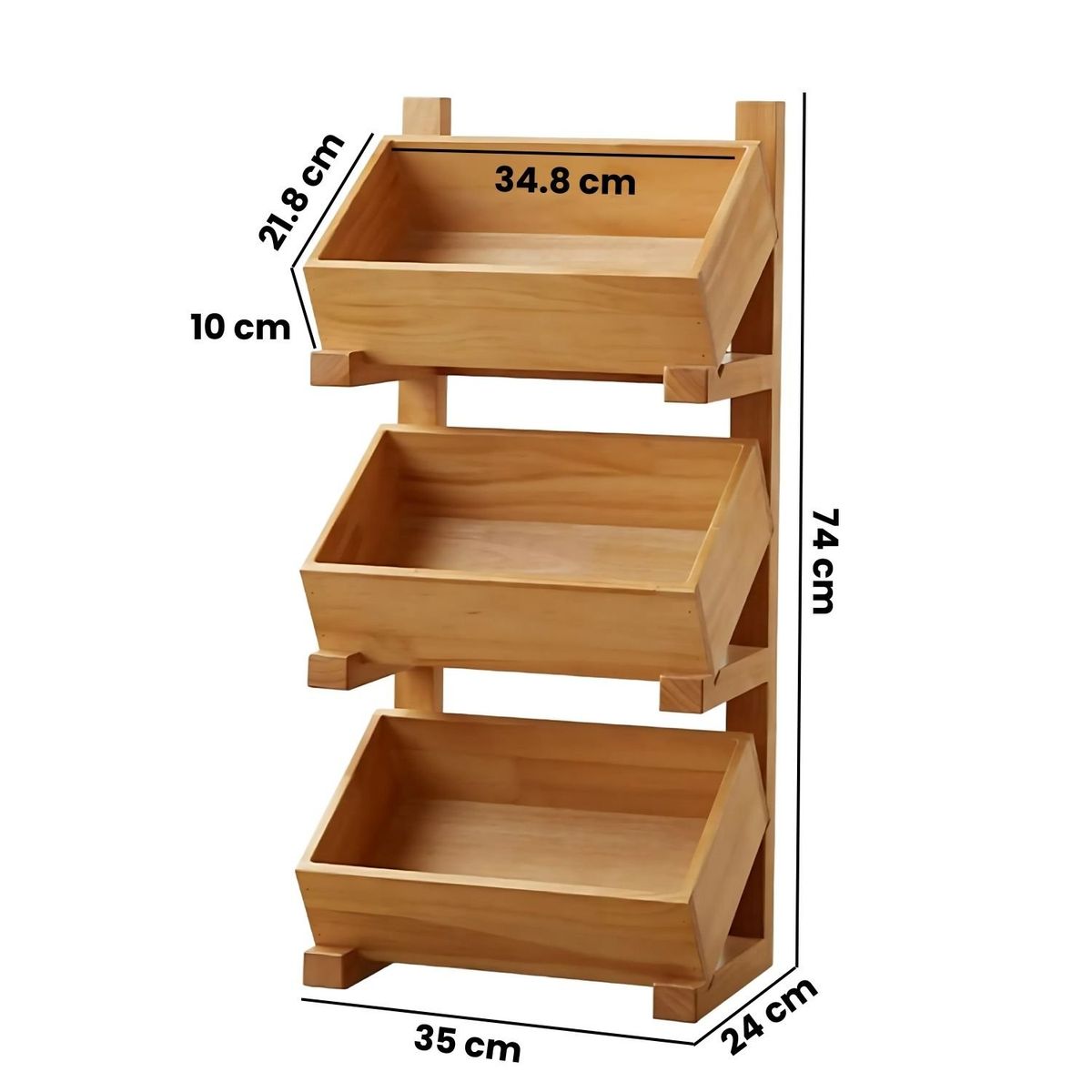 CRUSEC - Estante De Madera Maciza 3 Niveles Cocina Exhibicion