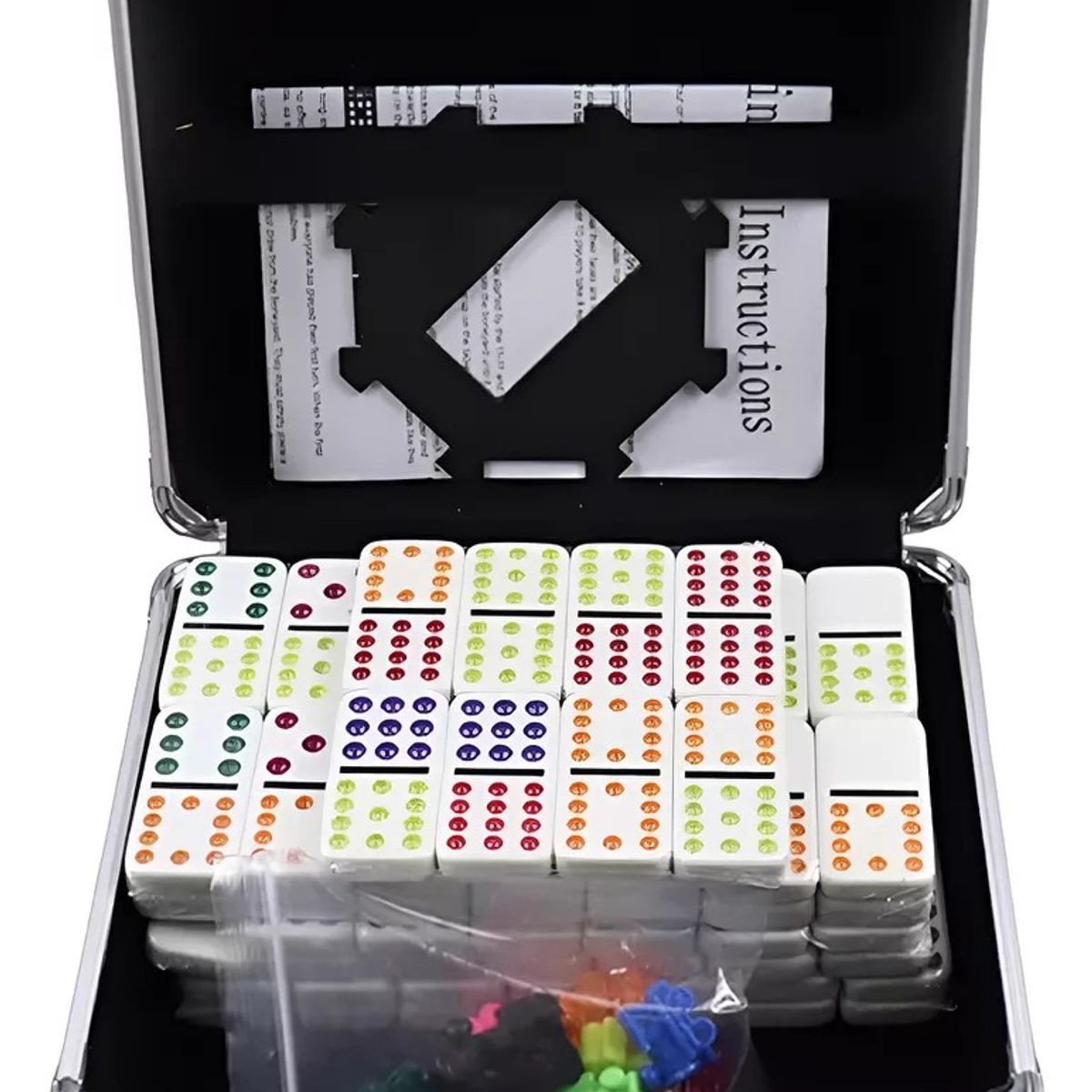 GENERICO - Juego De Dominó Mexicano Con Caja De Aluminio Tren Cardinal