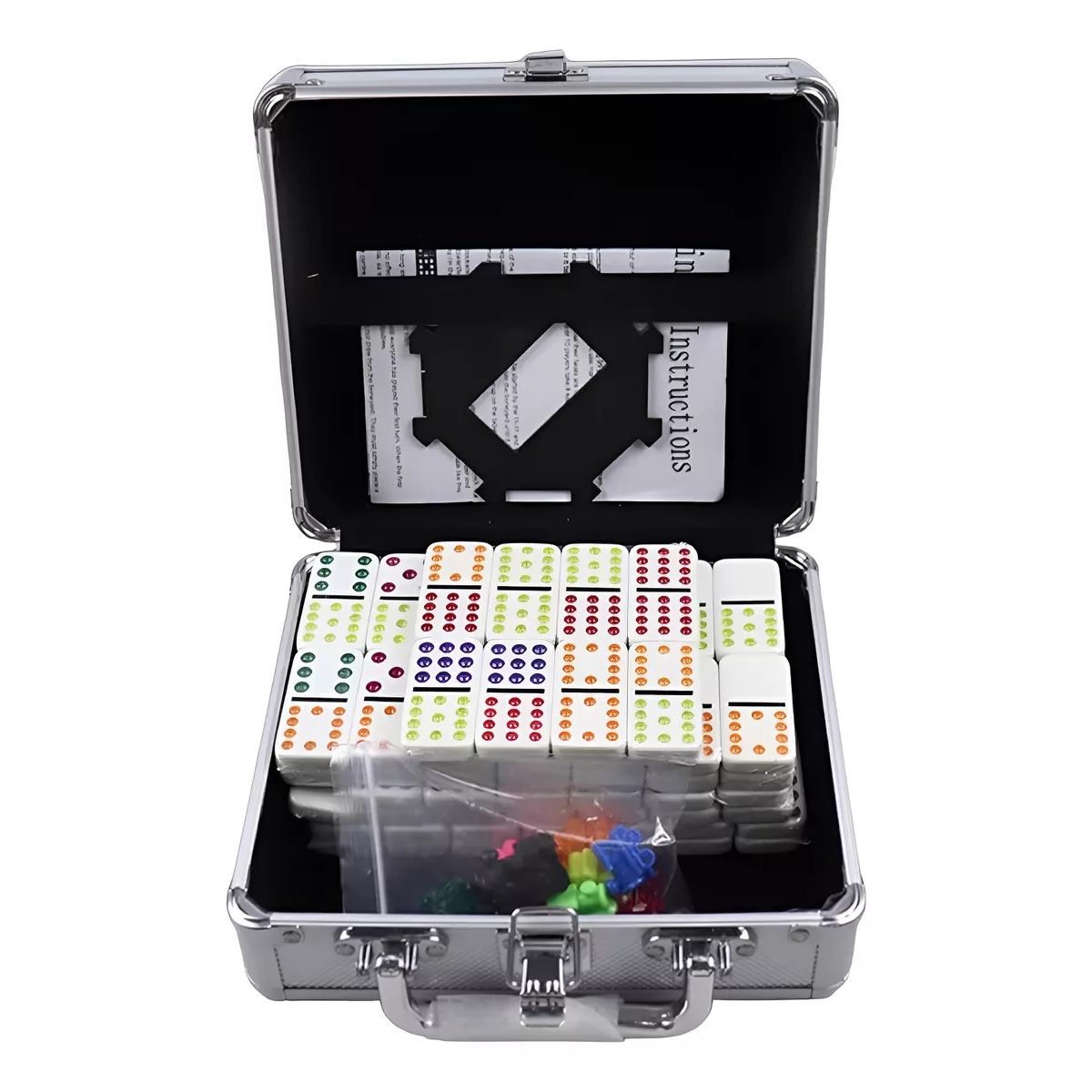 GENERICO - Juego De Dominó Mexicano Con Caja De Aluminio Tren Cardinal