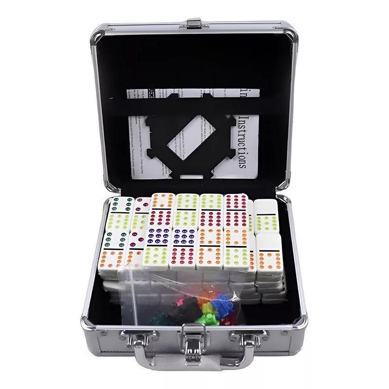 GENERICO - Juego De Dominó Mexicano Con Caja De Aluminio Tren Cardinal
