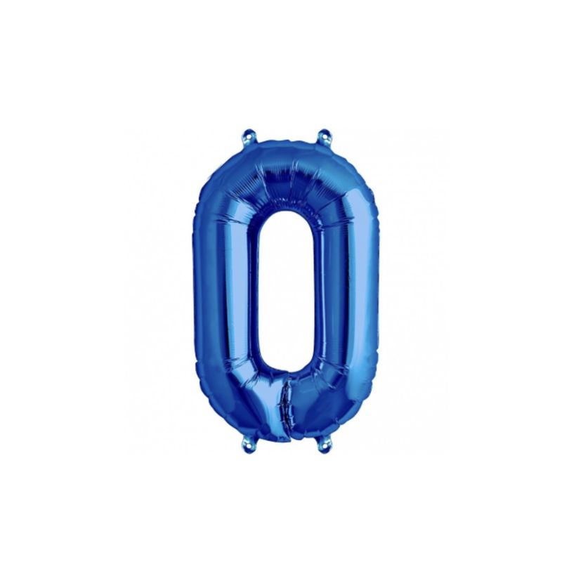 PARTYGLOBOS - Globo Metalizado Azul Número cero de 81Cm Fiesta Cumpleaños