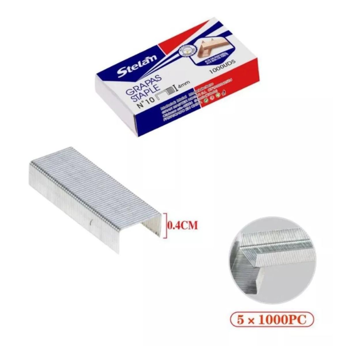 GENERICO - Corchetes N°10 De 9x4 mm Metálicos X 5000 Corchetes