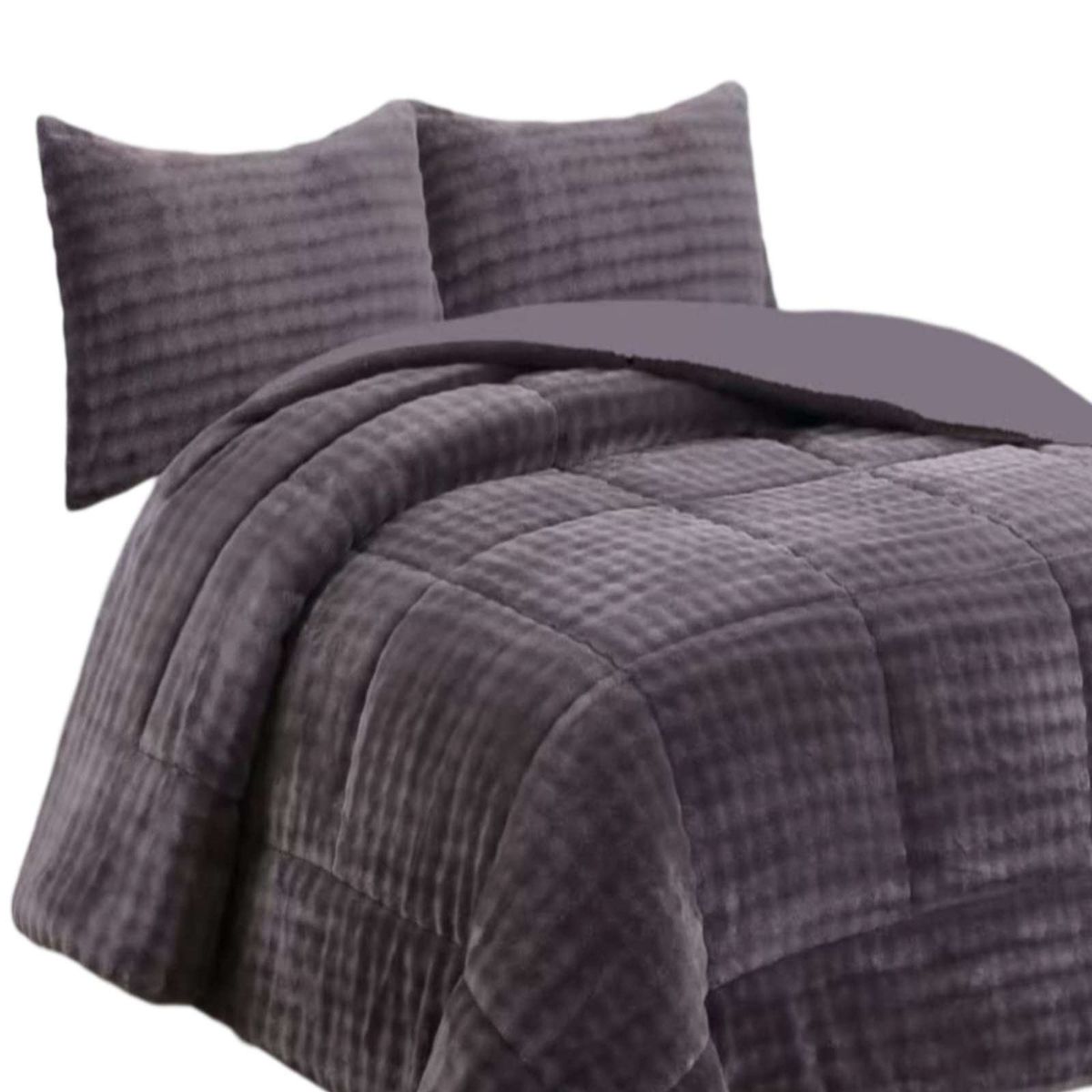 GENERICO - CUBRECAMA CON CHIPORRO CON RELIEVE 2P GRIS OSCURO