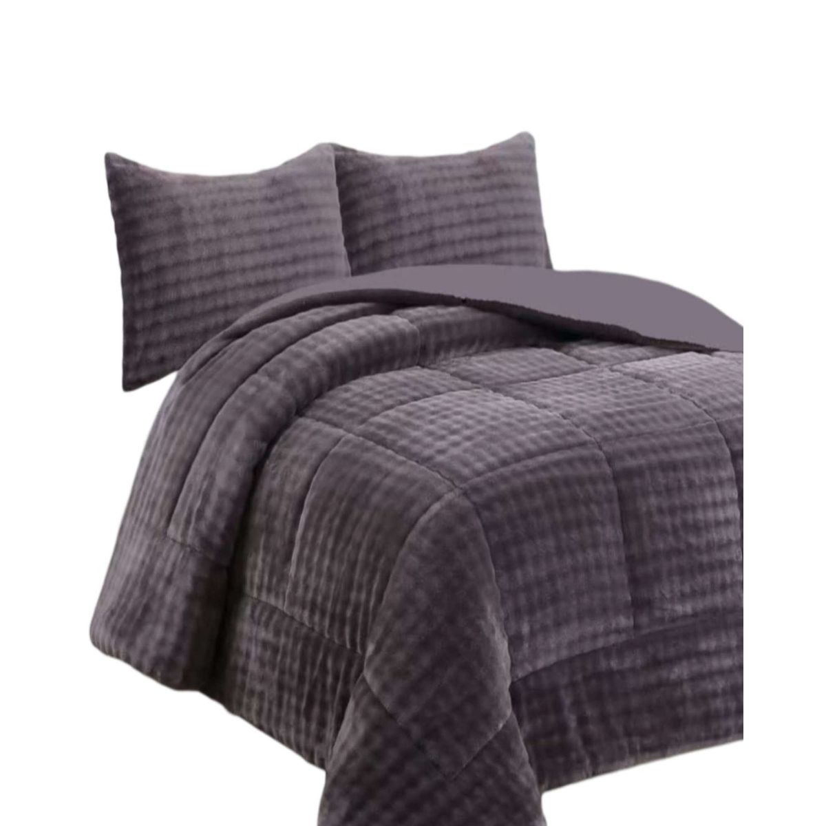 GENERICO - CUBRECAMA CON CHIPORRO CON RELIEVE 2P GRIS OSCURO