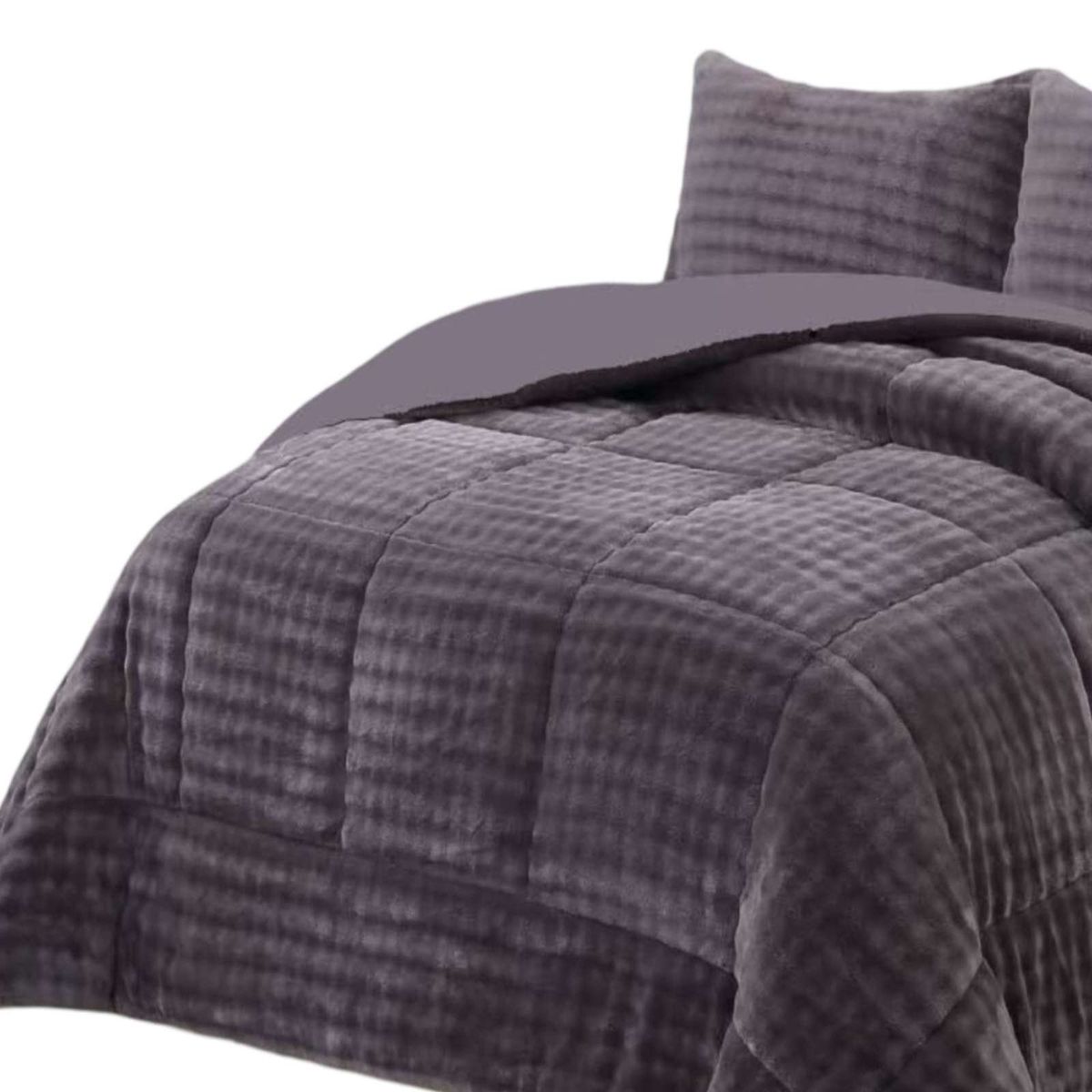 GENERICO - CUBRECAMA CON CHIPORRO CON RELIEVE 2P GRIS OSCURO