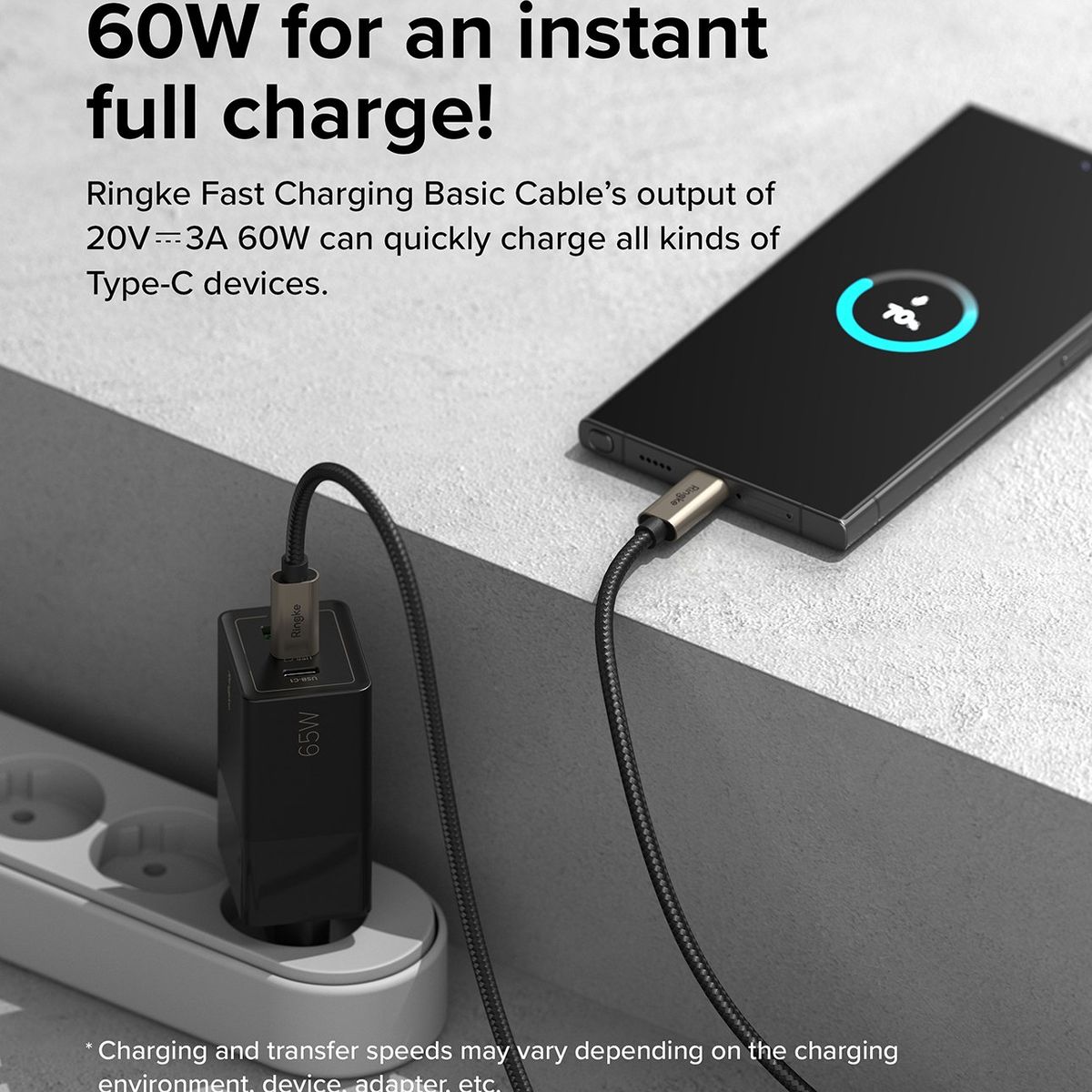 RINGKE - Cable Ringke Carga Rápida Usb C A Usb C 1m 60w