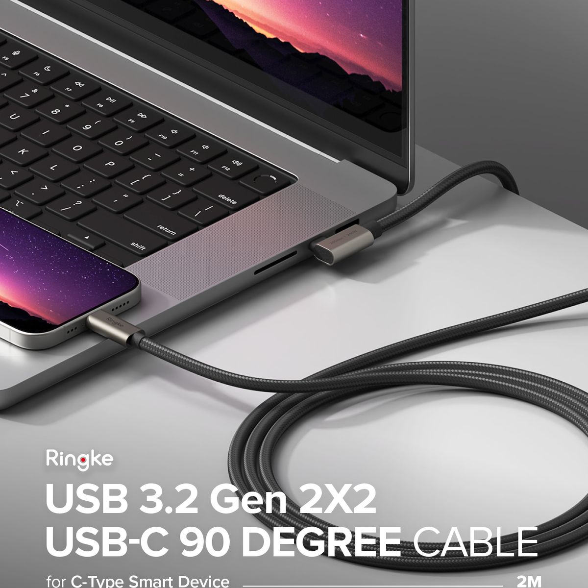 RINGKE - Cable Ringke Usb C 3.2 Gen 240w 2x2 Usb-c 90° 2 Metros