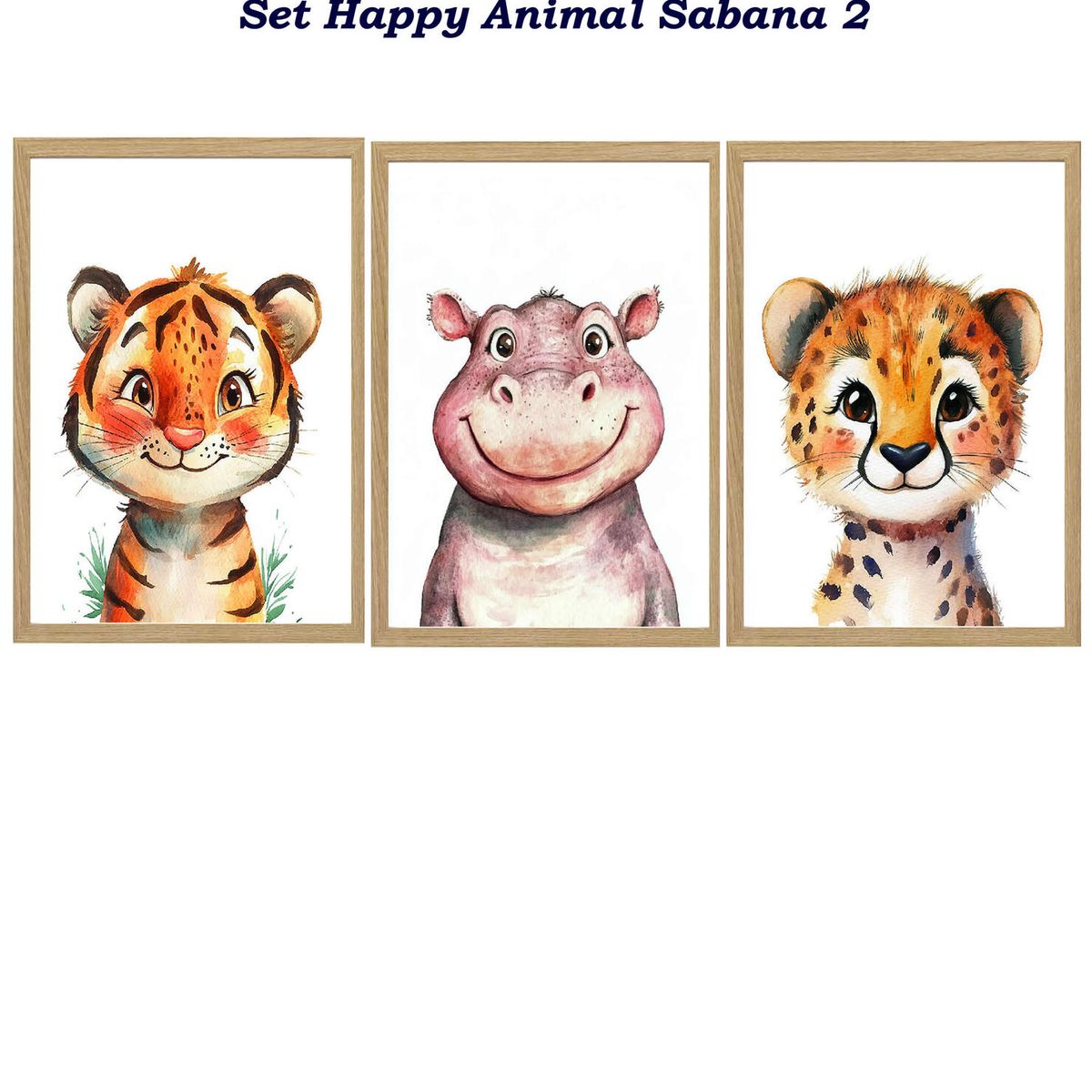 DECORACION CREATIVA - Set Cuadro Infantil niño - Happy Animals Sabana 2