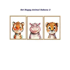 DECORACION CREATIVA - Set Cuadro Infantil niño - Happy Animals Sabana 2