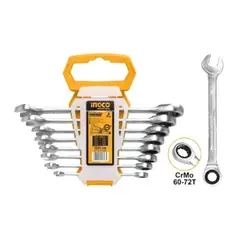 INGCO - Set Llaves Punta/Chicharra Industrial 8 Piezas 8-19 Mm