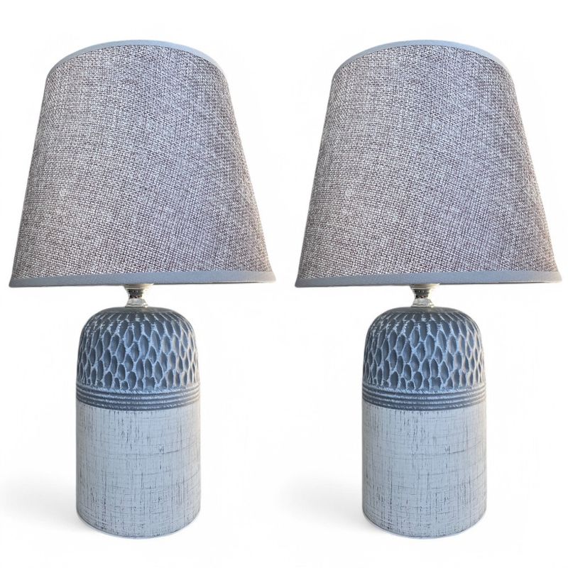 GENERICO - Pack X2 Lámparas Velador Con Pantalla Decoración Dormitorios Ceramica