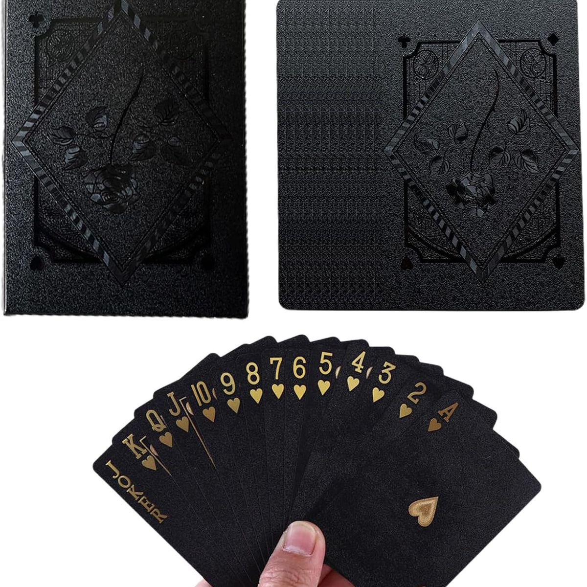 GENERICO - Baraja Naipe Carta Ingles Negras Plástica Póker Premium