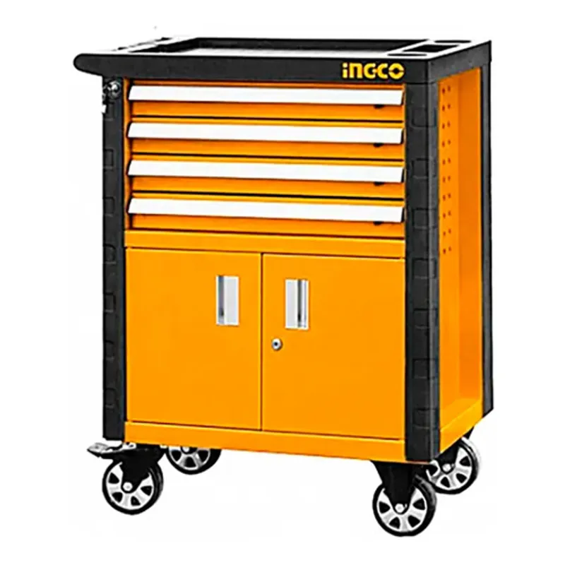 INGCO - Carro De Herramientas Industrial Metal 1 Estante 4 Cajones Ingco Hdtc01042
